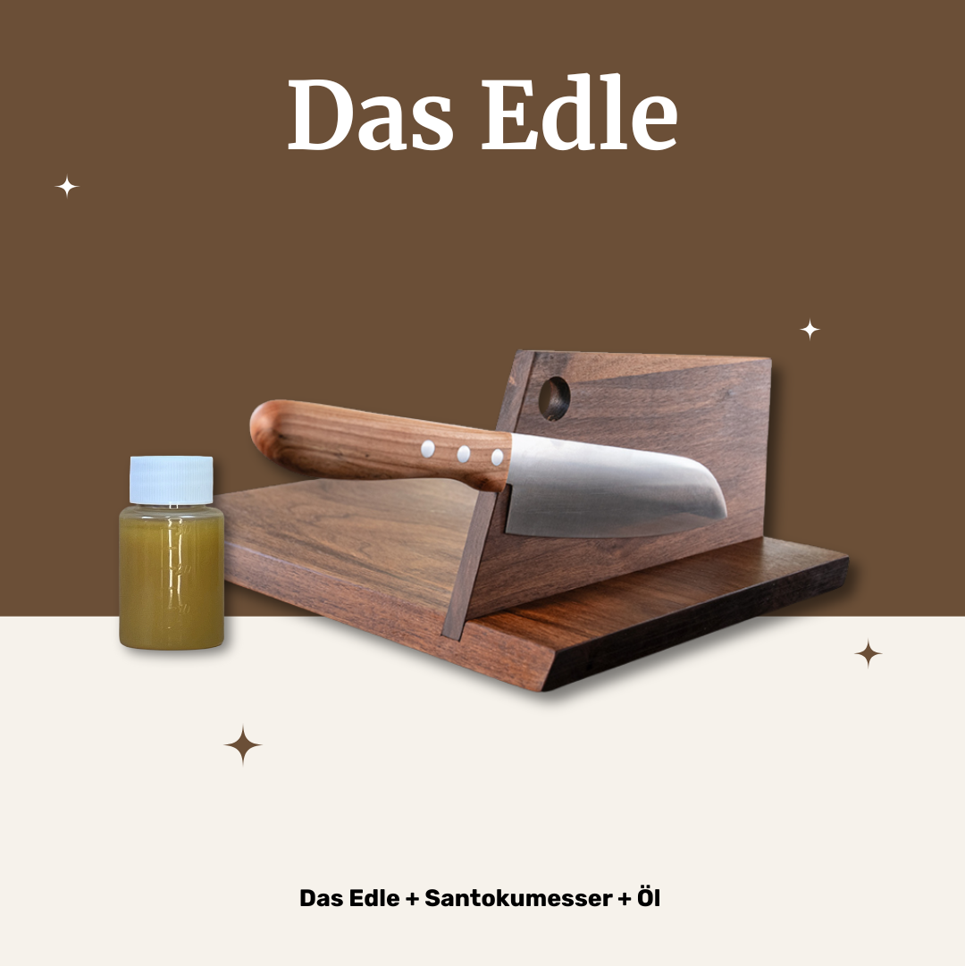 Cutting board + Santoku knife + oil