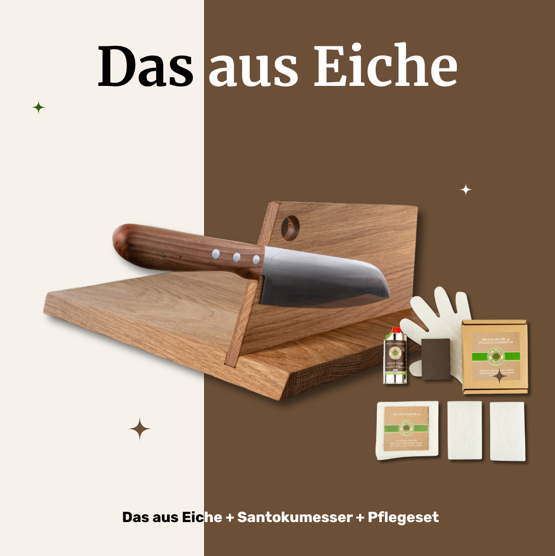 Premium-Bundle: Mühlenbrett + Pflegeset + Santokumesser