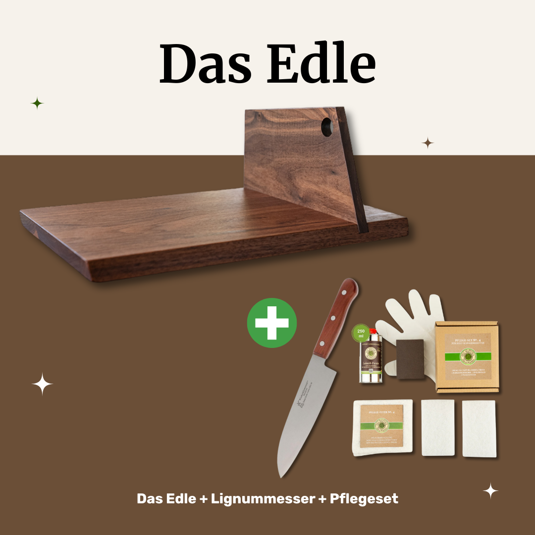 Profi-Bundle De Luxe: Mühlenbrett + Lignummesser + Pflegeset