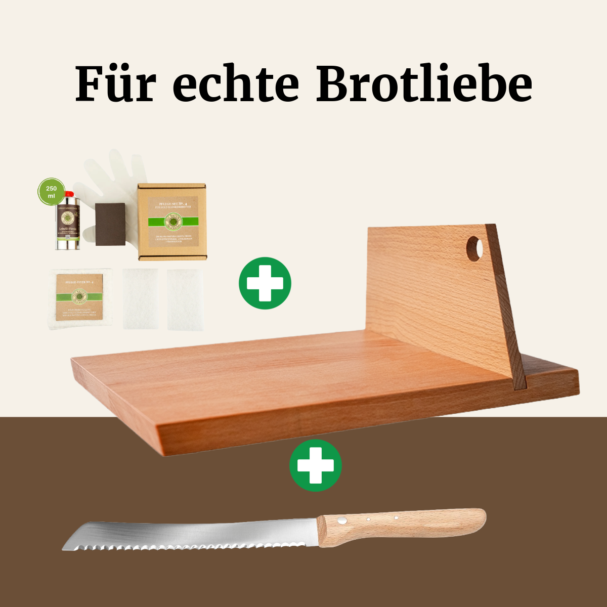 Für echte Brotliebe: Mühlenbrett + Brotmesser + Pflegeset