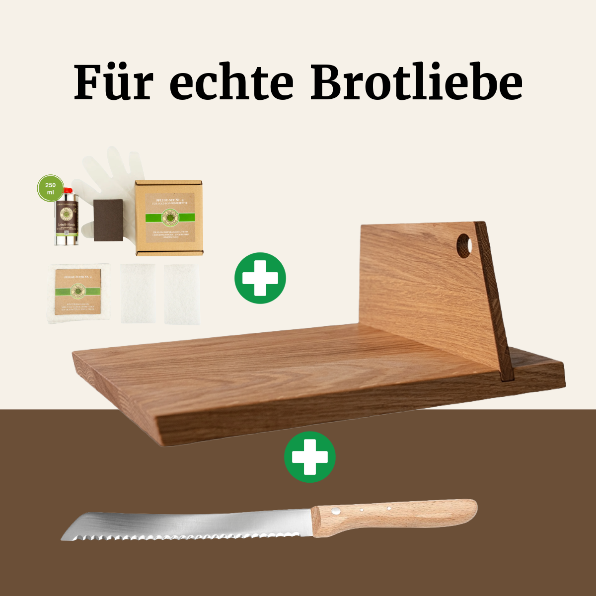 Für echte Brotliebe: Mühlenbrett + Brotmesser + Pflegeset