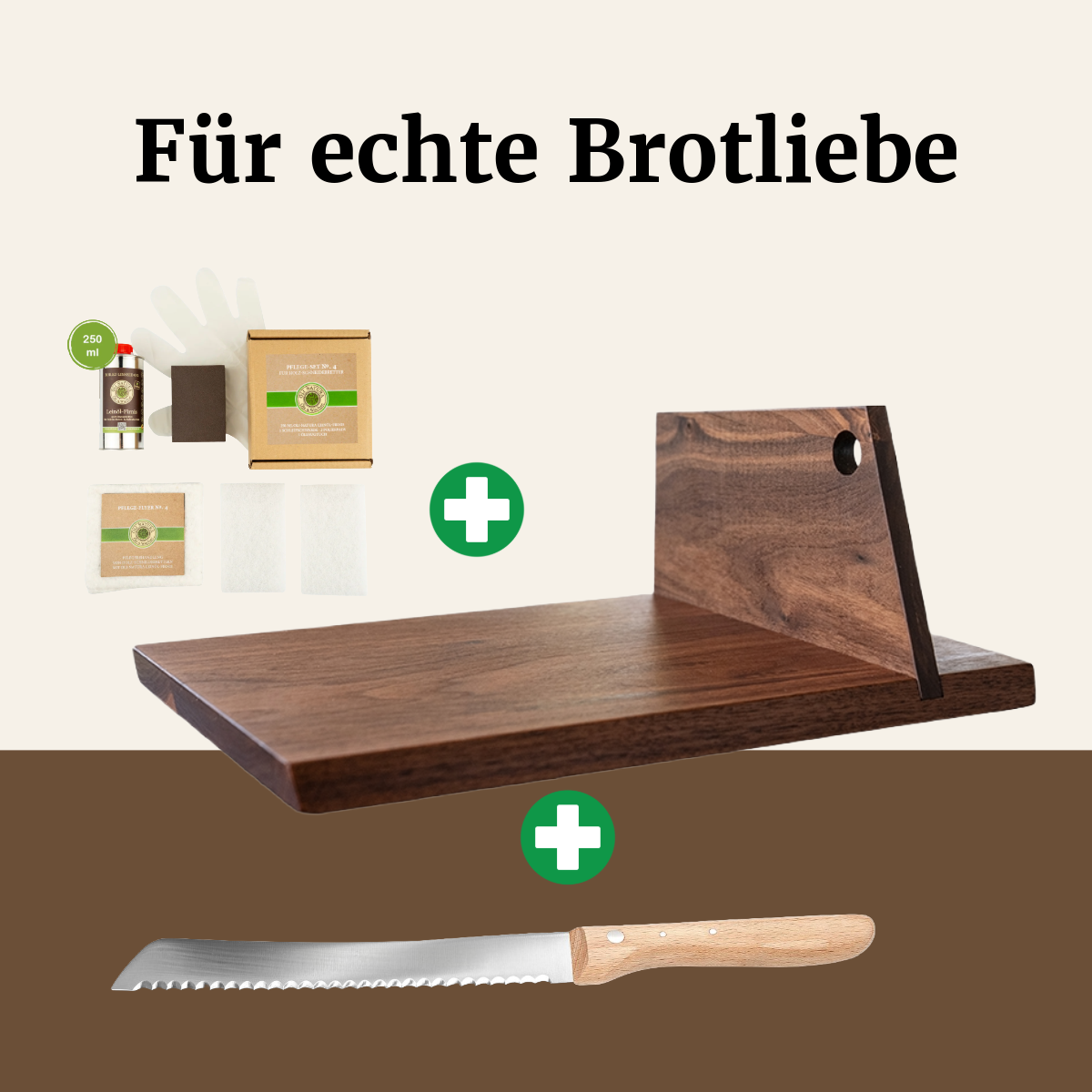 Für echte Brotliebe: Mühlenbrett + Brotmesser + Pflegeset