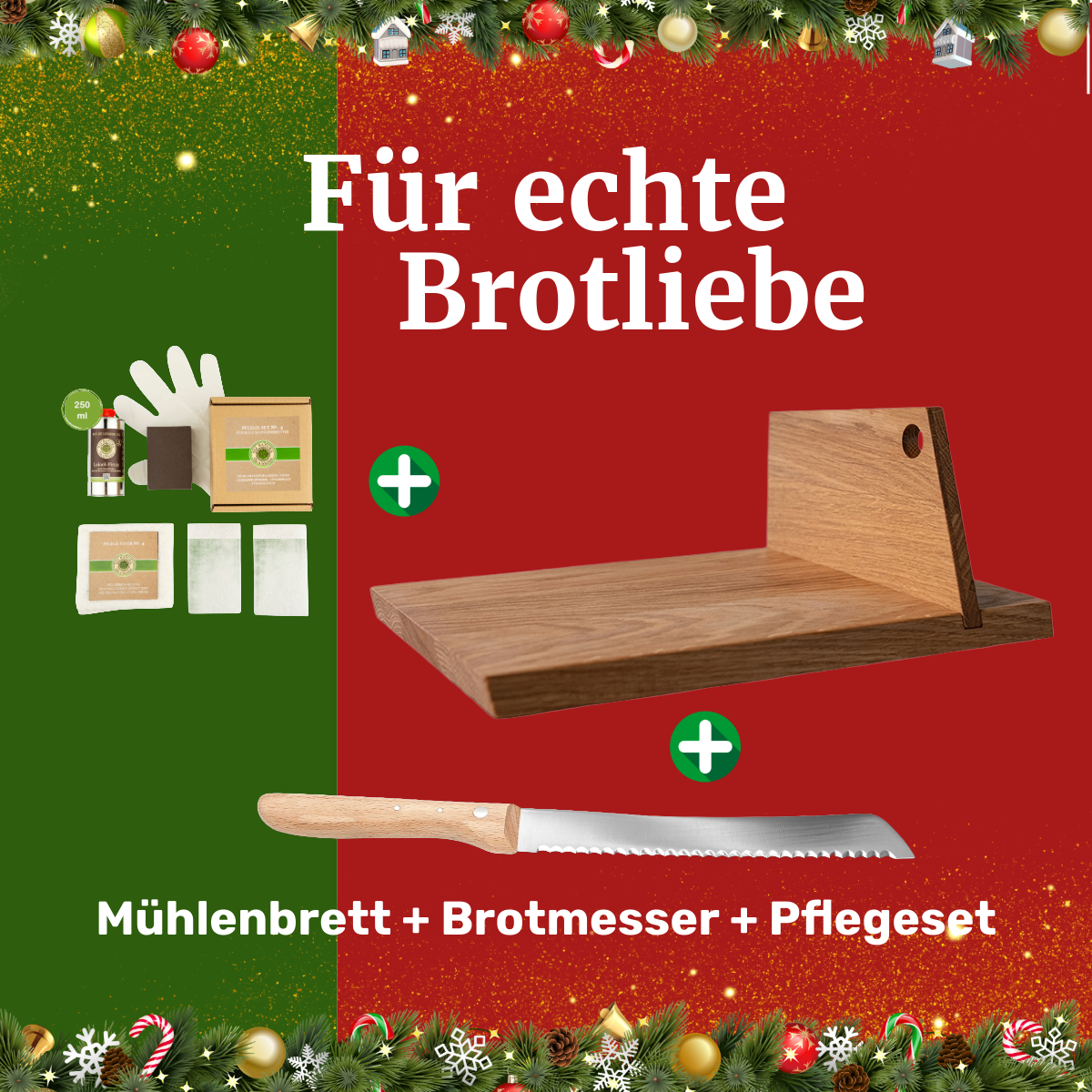 Für echte Brotliebe: Mühlenbrett + Brotmesser + Pflegeset