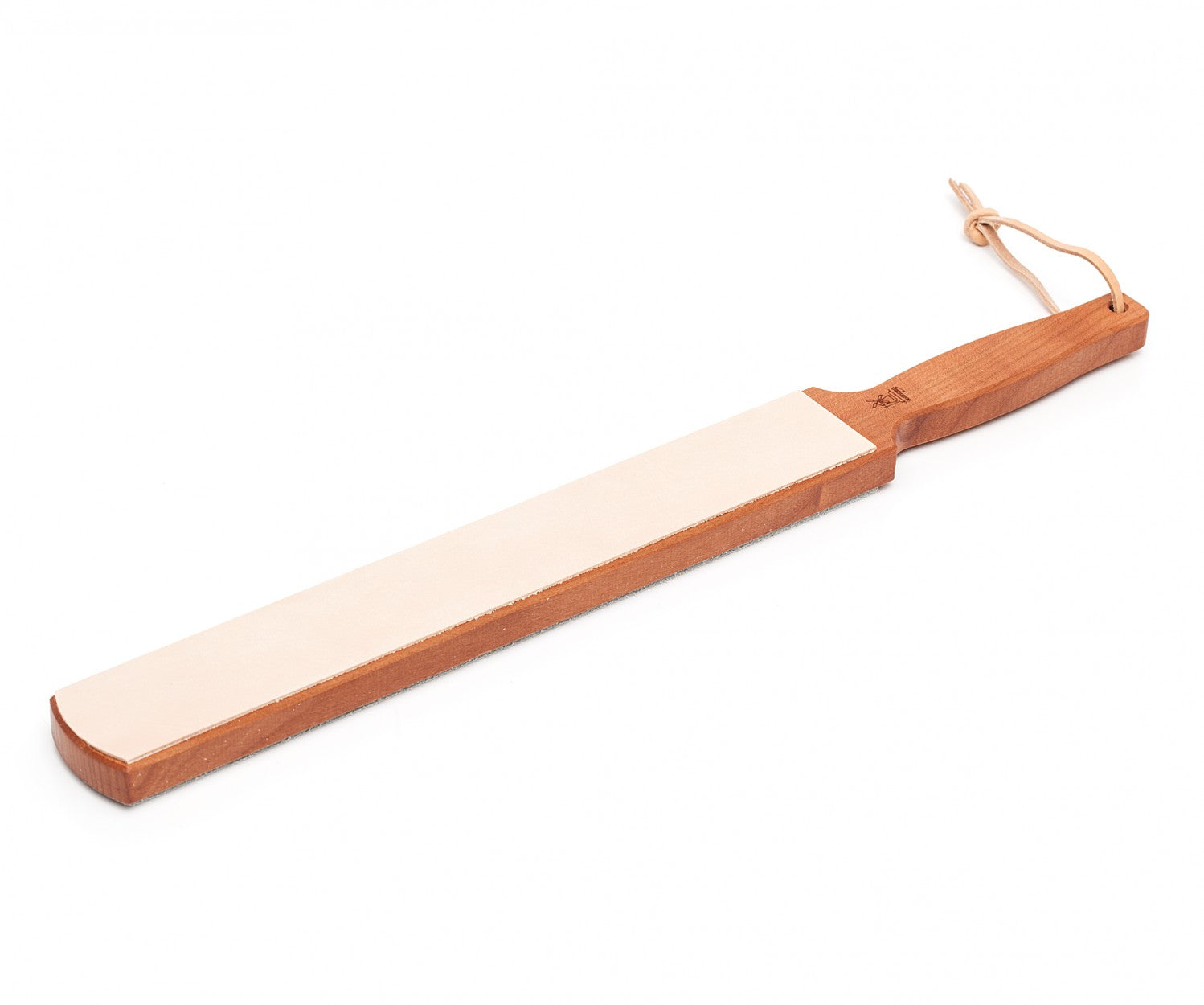 Windmill-shaped polishing strap, cherry wood, oiled.