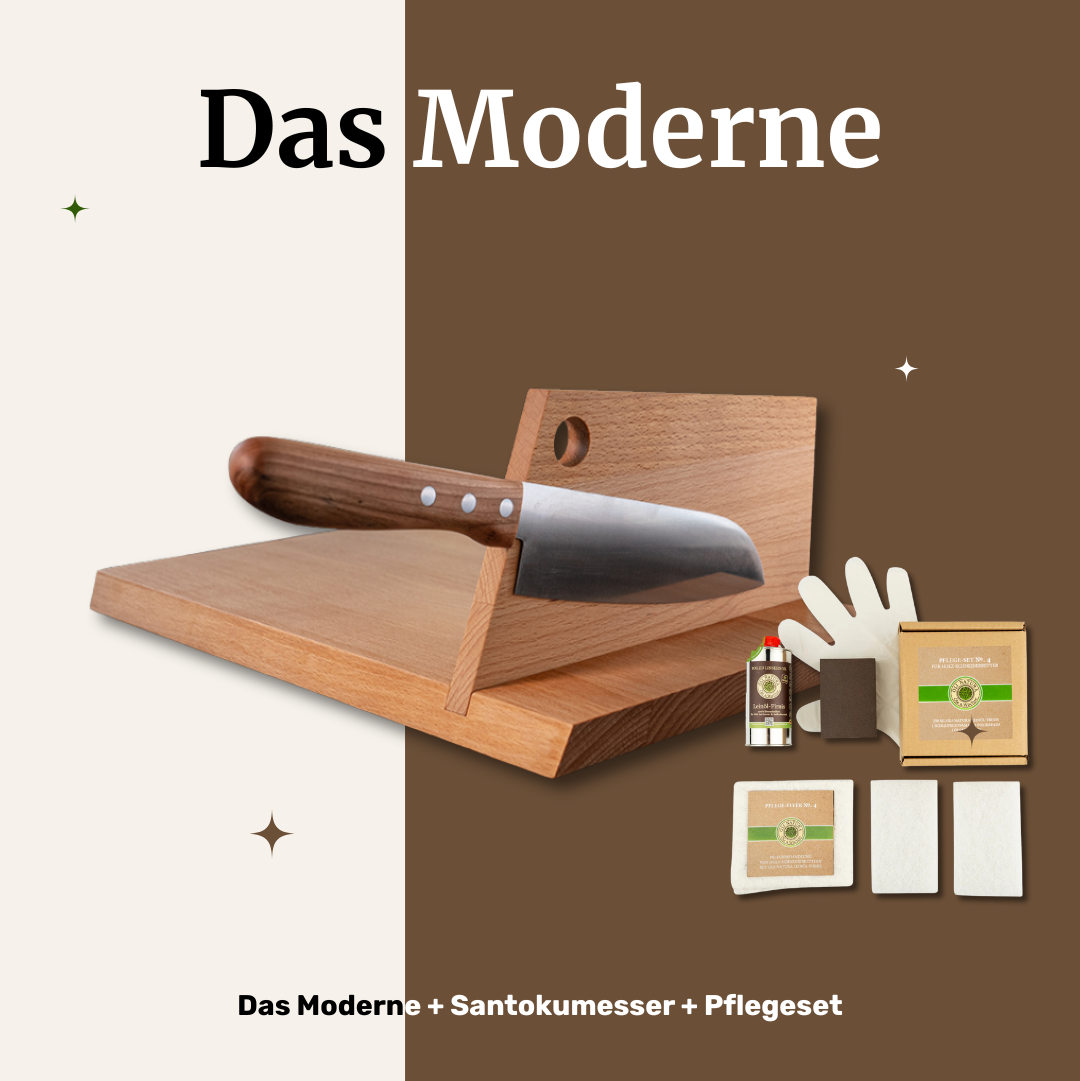 Mühlenbrett + Santokumesser + Pflegeset
