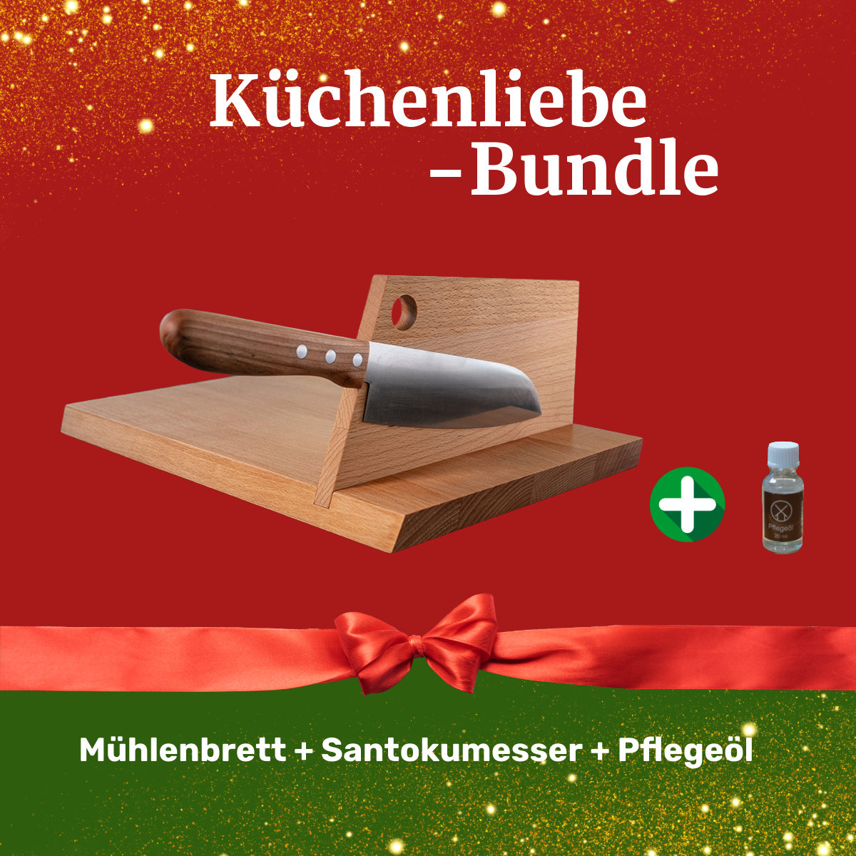 Cutting board + Santoku knife + oil