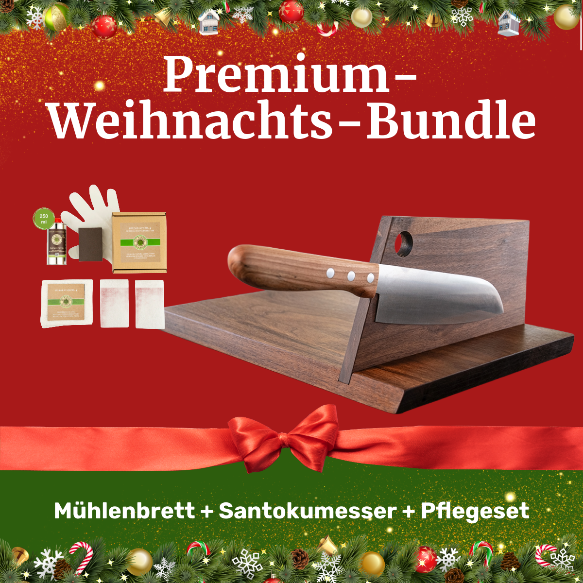 Chopping board + Santoku knife + Care kit