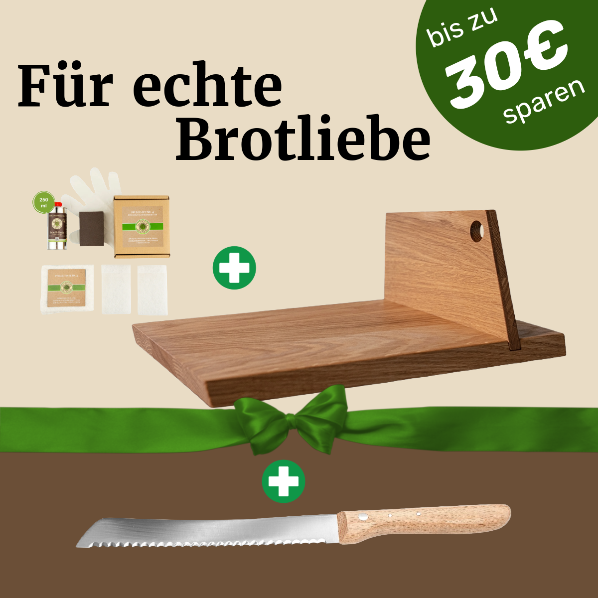 Für echte Brotliebe: Mühlenbrett + Brotmesser + Pflegeset